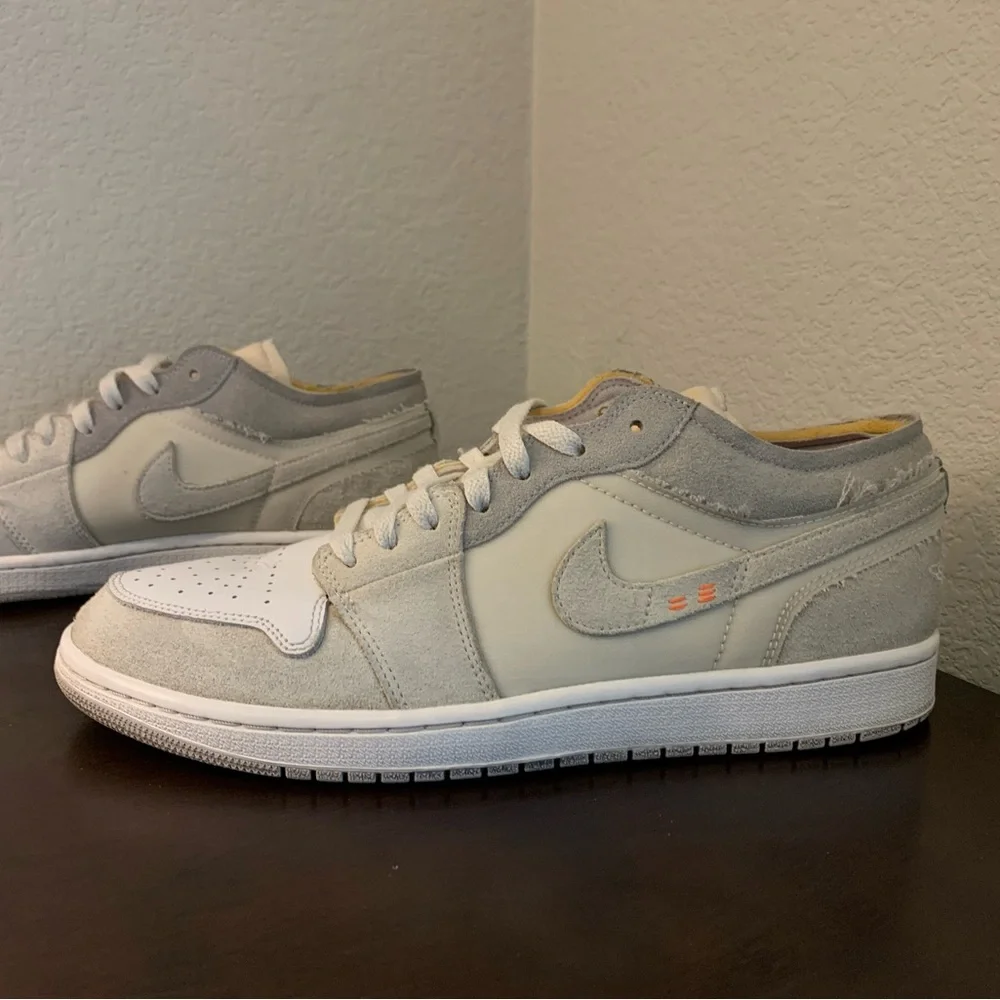 Nike Air Jordan 1 Low SE Beige White Gray Suede Leather Low Top  Men's Size 10.5